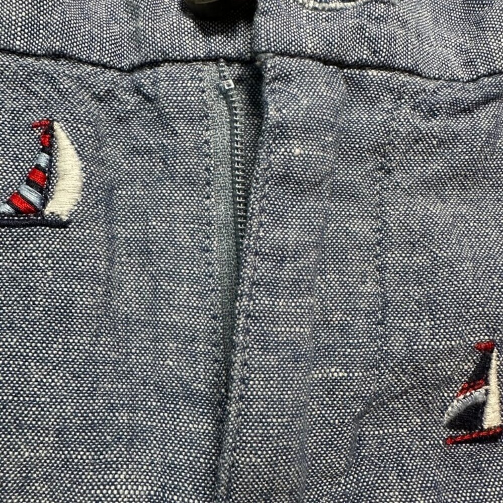 EUC Janie and Jack Linen Denim Color Shorts w/Sailboat embroidered Size 2T - Picture 7 of 8